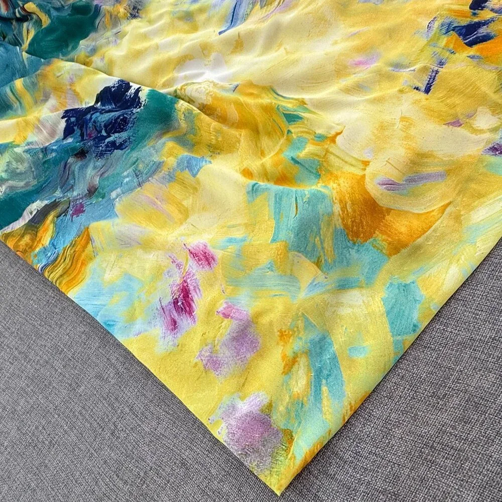 H&M Dress Watercolor Brush Stroke Multicolor High Round Neck Size 2 Lined‎